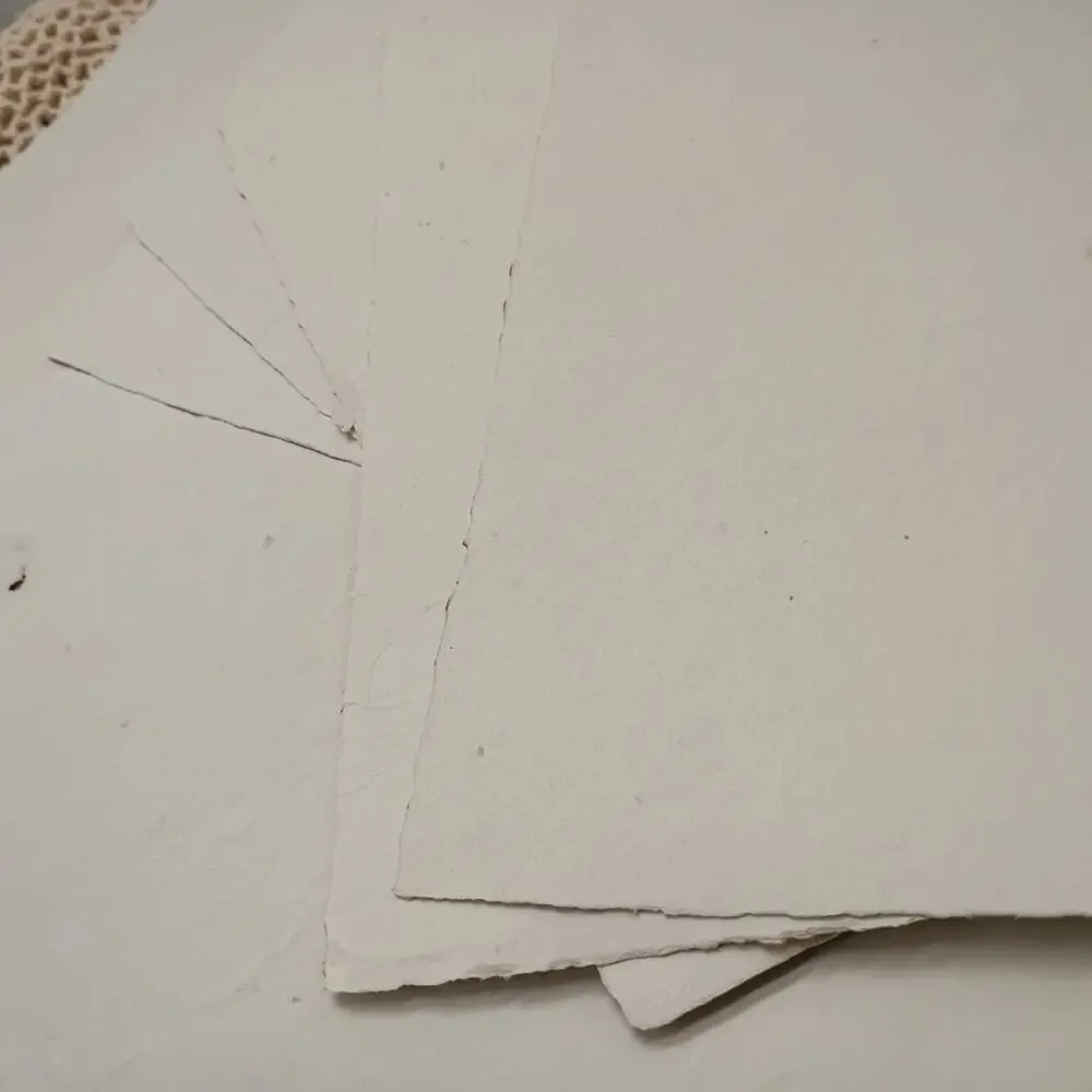 Handmade Papers , 10 Thin Cream Deckled Edge Sheets